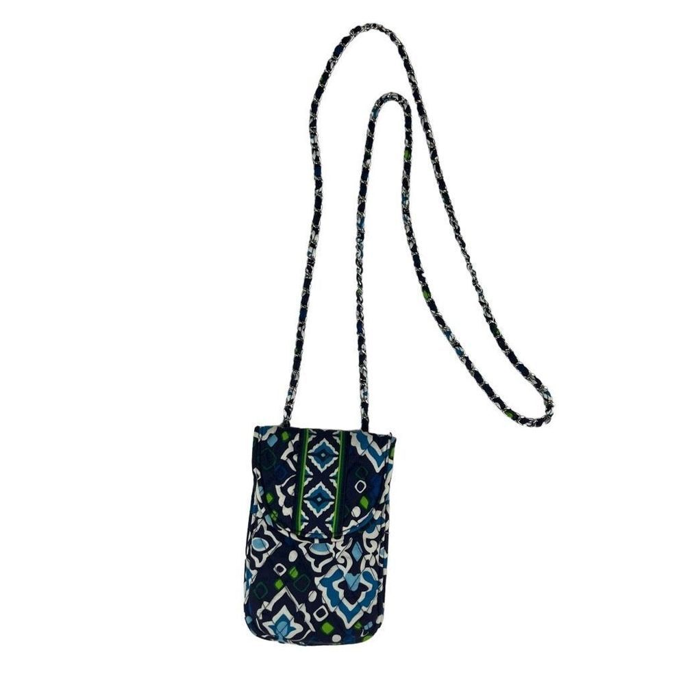 Vera Bradley Quilted Blue & Green Phone Crossbody Purse Pouch